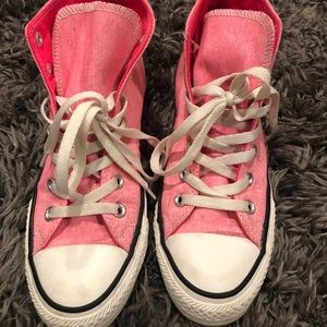 Pink high top converse